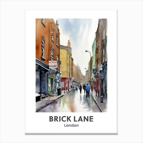 Brick Lane, London 1 Watercolour Travel Poster Canvas Print