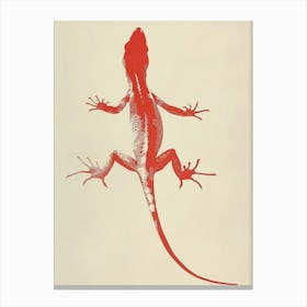 Red Mediterranean House Gecko Blockprint 3 Canvas Print