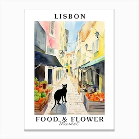 Food Market With Cats In Lisbon 4 Poster Canvas Print