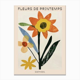 Spring Floral French Poster  Daffodil 1 Canvas Print
