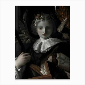 Dark Gothic Angel Holding A Book Canvas Print