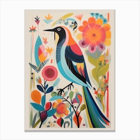 Colourful Scandi Bird Swallow 1 Canvas Print