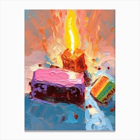 A Slice Of Birthday Cake Oil Painting 2 Canvas Print