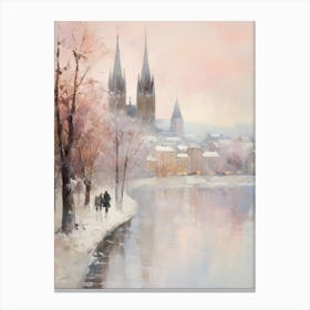 Dreamy Winter Painting Cologne France 2 Canvas Print