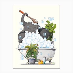 Elephant In Bubble Bath Canvas Print