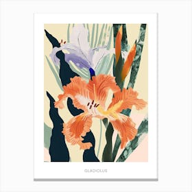 Colourful Flower Illustration Poster Gladiolus 2 Canvas Print
