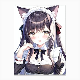 Kawaii Kawaii Anime Cat Girl Nekomimi in Maid Costume Otaku Canvas Print