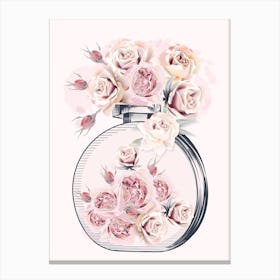 Roses In A Perfume Bottle Canvas Print