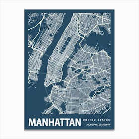 Manhattan Blueprint City Map 1 Canvas Print