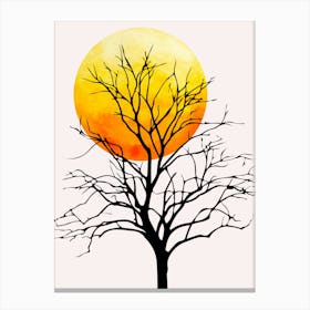 Bare Tree At Sunset Canvas Print