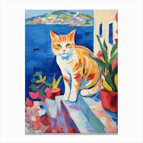 Painting Of A Cat In Crete Greece 3 Canvas Print