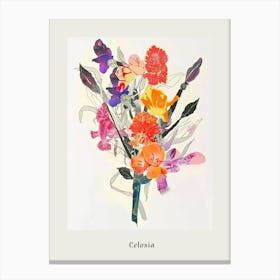 Celosia 1 Collage Flower Bouquet Poster Canvas Print