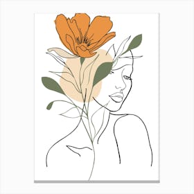 Portrait Of A Woman With A Flower 2 Canvas Print