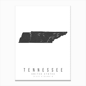 Tennessee Mono Black And White Modern Minimal Street Map Canvas Print