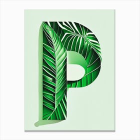 P, Letter, Alphabet Jungle Leaf 2 Canvas Print