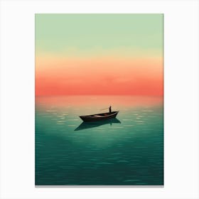 Sunset In A Boat Canvas Print