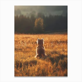 Dog In A Field.Generated AI. Art Print Canvas Print