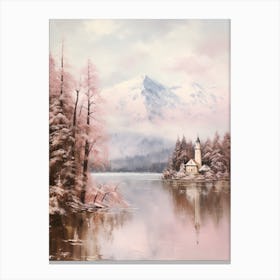 Dreamy Winter Painting Lake Bled Slovenia 2 Canvas Print