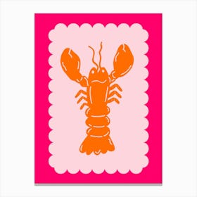 Lobster Scallop Orange On Pink Canvas Print