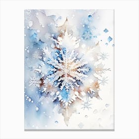 Winter Snowflake Pattern, Snowflakes, Storybook Watercolours 1 Canvas Print