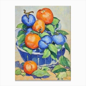Persimmon Vintage Sketch Fruit Canvas Print