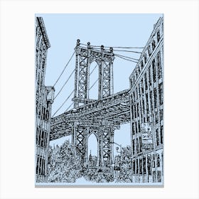 Manhattan Bridge, Dumbo, Brooklyn, New York, Blue Illustration Leinwandbild