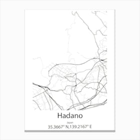 Hadano,Japan Minimalist Map Canvas Print