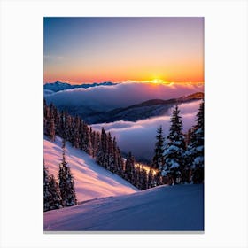 Appi Kogen, Japan Sunrise Skiing Poster Canvas Print