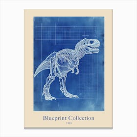 T Rex Skeleton Blue Print Inspired Poster Canvas Print