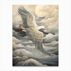 Egret 3 Gold Detail Painting Canvas Print