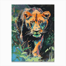 Black Lioness On The Prowl Fauvist Painting 2 Canvas Print