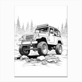 Jeep Wrangler Line Drawing 3 Canvas Print