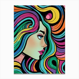 Girl With Colorful Hair 7 Canvas Print