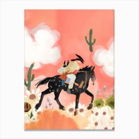 Pink Coyote Cowboy Canvas Print