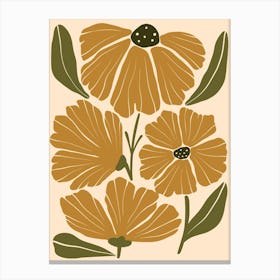 Flowers On A Beige Background 4 Canvas Print