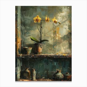 Orchids On A Shelf Canvas Print