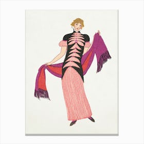 Woman In A Long Tubular Pink Dress (1912), Otto Friedrich Carl Lendecke Canvas Print
