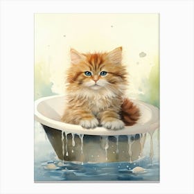 Ragamuffin Cat In Bathtub Bathroom 3 Canvas Print