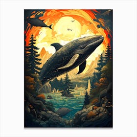 Whales In The Sea Canvas Print