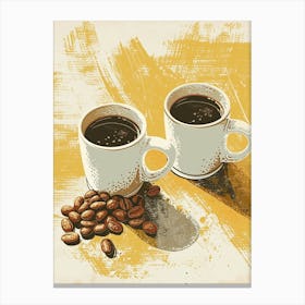 Coffee & Coffee Beans Minimalist Illustration 2 Canvas Print