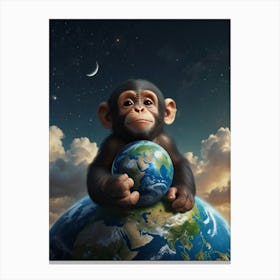 Chimpanzee On The Earth Canvas Print