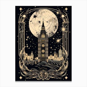 London, United Kingdom, Tarot Card Travel  Line Art 2 Canvas Print