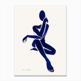 Minimal Blue Female Nude Looking Out Canvas Print