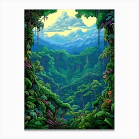 Monteverde Cloud Forest Pixel Art 4 Canvas Print