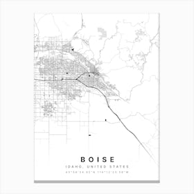 Boise Idaho USA White Map Canvas Print