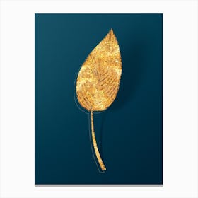 Vintage Powdery Alligator Flag Botanical in Gold on Teal Blue n.0127 Canvas Print