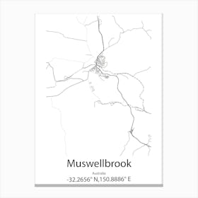 Muswellbrook,Australia Minimalist Map Canvas Print