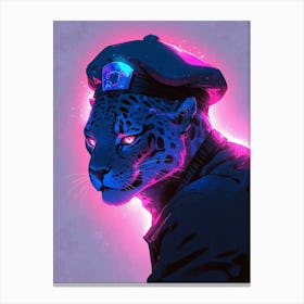 Leopard In A Police Uniform Canvas Print