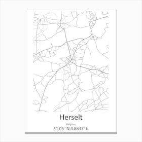 Herselt,Belgium Minimalist Map Canvas Print