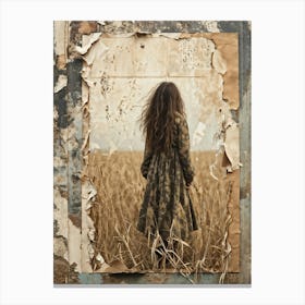 Vintage Card Design Featuring A Central Motif Of Natural Textured Hair Cascading Across An Aged Stu (2) Canvas Print